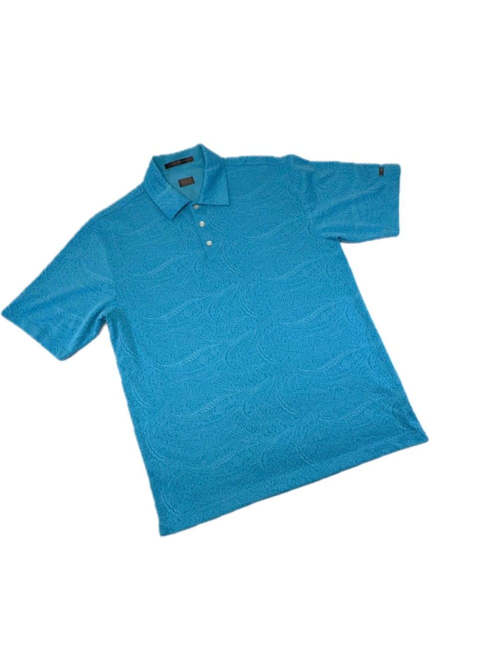 Nike Tiger Woods Collection Blue Paisley Jacquard Polo Shirt Men Size M Medium